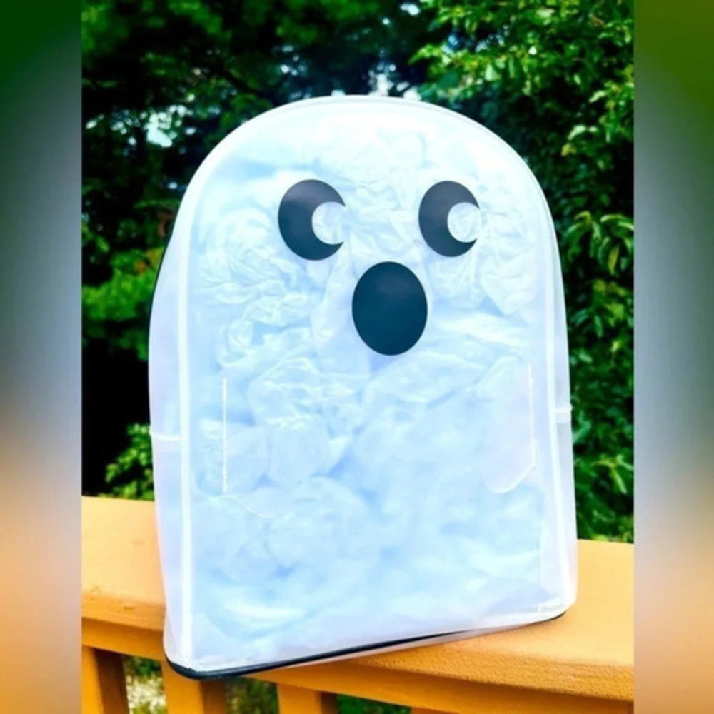 Mad Engine Clear Ghost Backpack Transparent Halloween Bag NWT